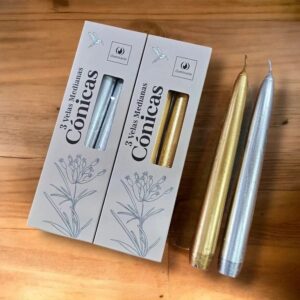 Velas mediana cónica oro-plata 20cm