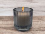Vela en vaso rayado grande cera vegetal 9,0 x 10,0