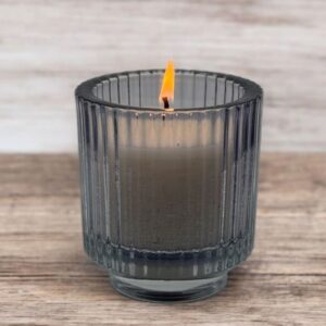 Vela en vaso rayado grande cera vegetal 9,0 x 10,0