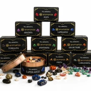 Velas Orgánicas Aromáticas (Con Cristales Semipreciosos)
